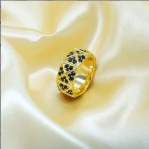 Geometric Black Diamond Gold Ring
