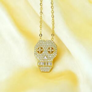 Diamond Encrusted Skull Pendant Necklace