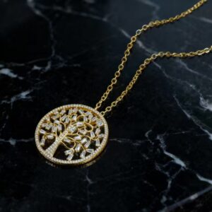 Tree of Life Pendant Necklace with Baguette Diamonds